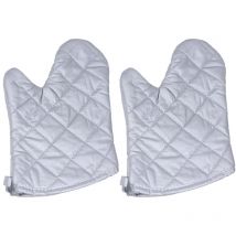 Lot de 2 gants de cuisine en coton épais anti-brûlure, résistants à la chaleur, avec revêtement argenté, pour la cuisson de la cuisine (argent)