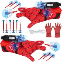 Sjqka - Lot de 2 Gants de Lanceur Gant Spiderman, Spider Launcher, Lance Toile Spiderman, Jouet de Poignet de Lanceur d'araignée, Lanceur de