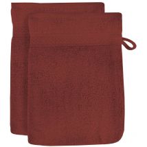 Lot de 2 gants de toilette en coton 500 gr/m2 16x21 cmLAGUNE brique, par Soleil d'ocre