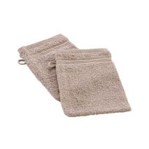 Lot de 2 Gants de Toilette "Tendresse" 15x21cm Taupe
