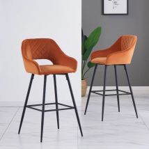 Jymtom - Lot de 2 tabourets de bar chaises en velours,Siège rembourrée,pieds en métal,tabouret. chaises à manger, bars, jambes métalliques-Orange