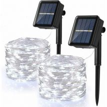 Lot de 2] Guirlande Lumineuse Exterieur Solaire, 120 led Guirlande Guinguette Solaire Étanche 12M 8 Modes Fil de Cuivre Guirlande pour Jardin