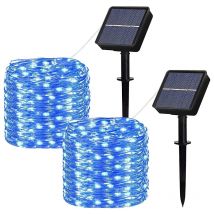 Beijiyi - Lot de 2] Guirlande Lumineuse Solaire Exterieur, 100LED 12M / 40Ft Guirlande Guinguette Étanche 8 Modes Décoration Lumière pour Jardin,