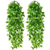 Lot de 2 guirlandes de lierre artificiel à suspendre, fausses fleurs à feuillage, pour décoration murale, pour la maison, la cuisine, le jardin, le