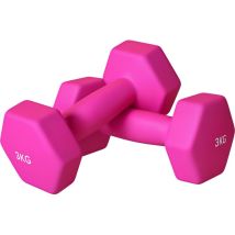 Sportnow - Lot De 2 Haltères Hexagonales 2 X 3 Kg - Poignée Antidérapante - Métal Pvc Rose