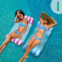 Lot de 2 Hamac pour Piscine, Matelas Gonflables pour Piscine, 4 en 1 Flottant de Inclinable Flotteur Hamac, Hamac d'eau, Bouées et Matelas