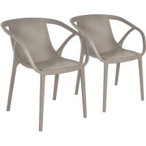 Ezpeleta - hop - Lot de 2 fauteuils de jardin en polypropylène renforcé taupe
