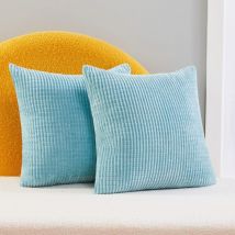 Lot de 2 Housse de Coussin Bleu Ciel en Velours 40x40cm pour Salon Housse De Coussin Decoratif
