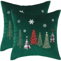Lot de 2 Housse de Coussin Noel 45x45 cm Taie d'oreiller Père Noël Joyeux Xmas en Hiver Parure de Oreiller de Décoration de Lit Deco pour Chambres