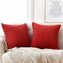 Lot de 2 Housse de Coussin Rouge Vif en Velours 40x40cm pour Salon Housse De Coussin Decoratif