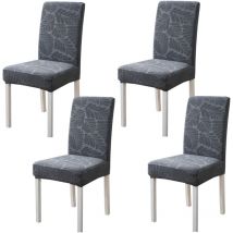 Lot de 2 housses de chaise pour salle à manger, housses de chaise extensibles en jacquard pour salle à manger, housses de protection amovibles pour