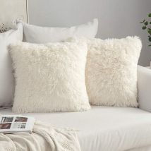 Lot De 2 Housses De Coussin En Fausse Fourrure Moelleux Doux Décoratif 43 43cm