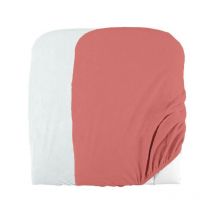 Lot de 2 housses de matelas a langer en éponge bouclette - Blanc / Terracotta - 50 x 75 cm