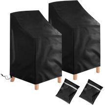 Houhence - Lot de 2 housses de protection pour chaises de jardin - Imperméables, coupe-vent, résistantes aux uv - En polyester Oxford - Pour chaises