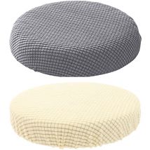Lot de 2 housses de siège de tabouret rondes réutilisables, housse anti-poussière lavable pour tabouret rond
