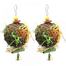 Cyslmuk - Lot de 2 jouets à mâcher pour oiseaux Broyeur de nourriture Jouet Perroquet Cage Broyeur Jouet Jouet à suspendre pour perroquet Conure Gris