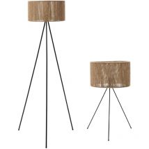 O91 - Lot de 2 lampadaires et lampes à poser Budi Beige