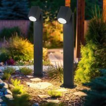 Etc-shop - 2x led extérieur jardin lampe sur pied lampe véranda cour chemin d'éclairage spot spots mobiles