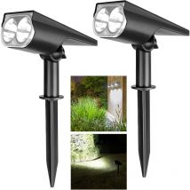 Lot de 2 Lampe Puissante ,Lampe Solaire Extérieur 800lm ,Spot Solaire Exterieur IP65 Imperméable ,Spot Solaire Exterieur Puissant ,Blanc Froid