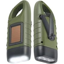 Longziming - Lot de 2 lampes de poche à énergie solaire à manivelle, lampe de poche led rechargeable d'urgence,lampe de poche à dynamo à mousqueton à