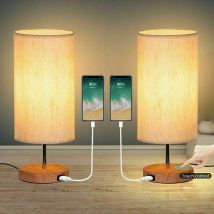 Lot de 2 lampes de chevet avec commande tactile, offrant 3 températures de couleur et une luminosité réglable en continu, équipées de ports de charge