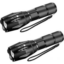 Lot de 2 lampes de poche tactiques à LED à mode unique de qualité militaire pour le camping en plein air, la randonnée, les urgences