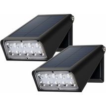 Lot de 2 lampes murales solaires dextérieur sans fil étanches à 2 modes rotatifs à 90° pour porche garage clôture jardin terrasse