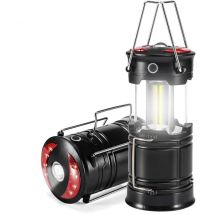 Lot de 2 lanternes de camping, lanternes led rechargeables, lampes ouragan avec lampe de poche et base aimantée pour le camping, l'ouragan, la