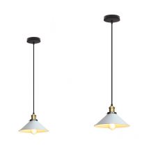 Wottes - Lustre Suspension Industriel E27 Lustre Plafonnier en Forme Chapeau Lampe à Suspension Réglable Blanc - 2Pcs