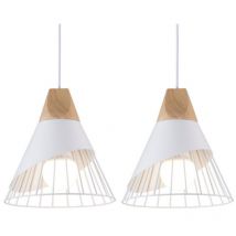 Lot de 2 Lustre Suspension Nordique Créatif Plafonnier en Forme Badminton Luminaire en Métal E27 pour Chambre Salon Cuisine Bar Blanc