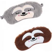 Lot de 2 masques de sommeil pour les yeux, masque de voyage brodé en peluche