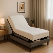 Lot de 2 Matelas 20 cm pour Sommier Electrique ou Mécanique Soutien Trés Ferme 80x190 contact Mousse a Mémoire de Forme 55 Kg/m3 + 2 Protèges Matelas