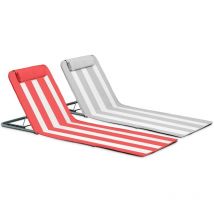 Lot de 2 clic clac des plages en textilène rose et gris