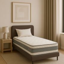 Lot de 2 Matelas contact Mémoire de Forme 62 Kg/m3 + 2 Alèses 80x200 x 21 cm Ferme - 7 Zones de Confort - Noyau Aertech+ 35 Kg/m3 hr Haute Densité -