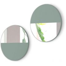 Lot de 2 miroirs circulaires à suspendre, Aire. Vert