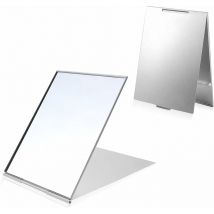 Paquet de 2 miroirs pliants portables ultra-fins - coque en aluminium, facile à transporter, miroir de maquillage de voyage - 17 × 13 cm - Lablanc