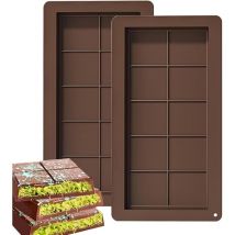 XVX - Lot De 2 Moule à Tablette De Chocolat Profond, Moule à Chocolat En Silicone, Moule à Tablette Chocolat, Moules à Chocolat Profonds