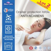Lot de 2 Oreillers 60 x 60 cm Protection totale Anti-Acariens Univers Décor