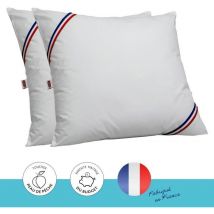 Dodo Lot de 2 oreillers Tendance - 60 x 60 cm - Garnissage 100% Polyester fibre creuse siliconée - Blanc