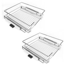 Lot de 2 Panier à tiroir télescopique 41cm pour Placard ou Cabinet de Cuisine