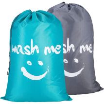 Lot de 2 paniers à linge pliables, grande capacité (bleu et gris)