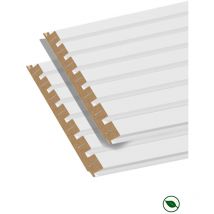 Lot de 2 demi-panneaux mural décoratif lamelles MDF blanc (à peindre) 1250 x 287 x 20 mm-0,72 M2 PEFC 70%