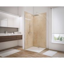 Panneau mural Lot de 2 panneaux muraux 100 x 210 cm Travertin, revêtement pour douche et salle de bain, DécoDesign décor Schulte
