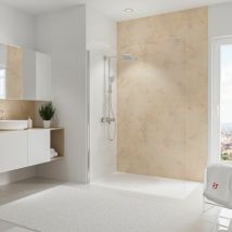 Panneau mural 150 x 255 cm Travertin, revêtement pour douche et salle de bain, DécoDesign décor Schulte