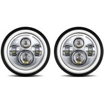 Lifcausal - 2 Sets 7 Inch led Headlights with DRL/Turn Signal/Low/High Beam for Jeep Wrangler jk tj lj cj Hummer H1 H2 Chevy Ford 7 Inch 6000K 140W