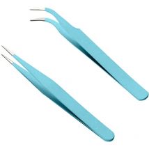 Lot de 2 pinces à épiler pour autocollants nail art, extensions de cils, artisanat, bijoux