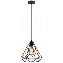 Wottes - E27 Suspension Luminaire Industriel Rétro Lampe Suspension en Métal Éclairage de Plafond Noir - 1Pcs