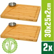 Dunedesign - Lot De 2 - Planche De Service Bambou Et Bol À Sauce - Assiette À Steak En Bois