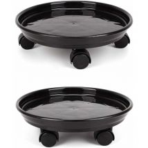 Lot de 2 Plante Caddy,Pot de fleurs rond support de plante en pot sur roues,Heavy Duty Rack sur roulettes Dolly chariot Soucoupe bac Palette avec