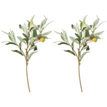 Lot de 2 plantes décoratives en plastique pour la maison, branches d'olivier résistantes à l'usure